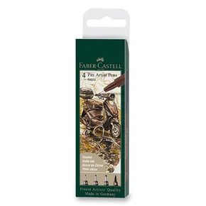 Faber-Castell Pitt Artist Pen 4er-Set, S, F, M, B, Sepia